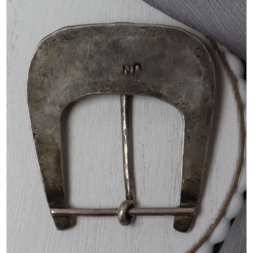 Navajo Sterling Silver Turquoise, Coral & Jet Belt Buckle 33.7G / 2.3in - Picture 2 of 3